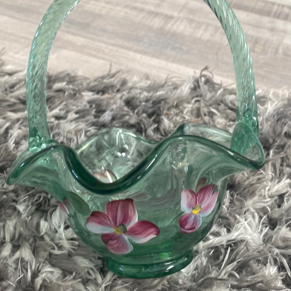 Fenton signed hand painted basket